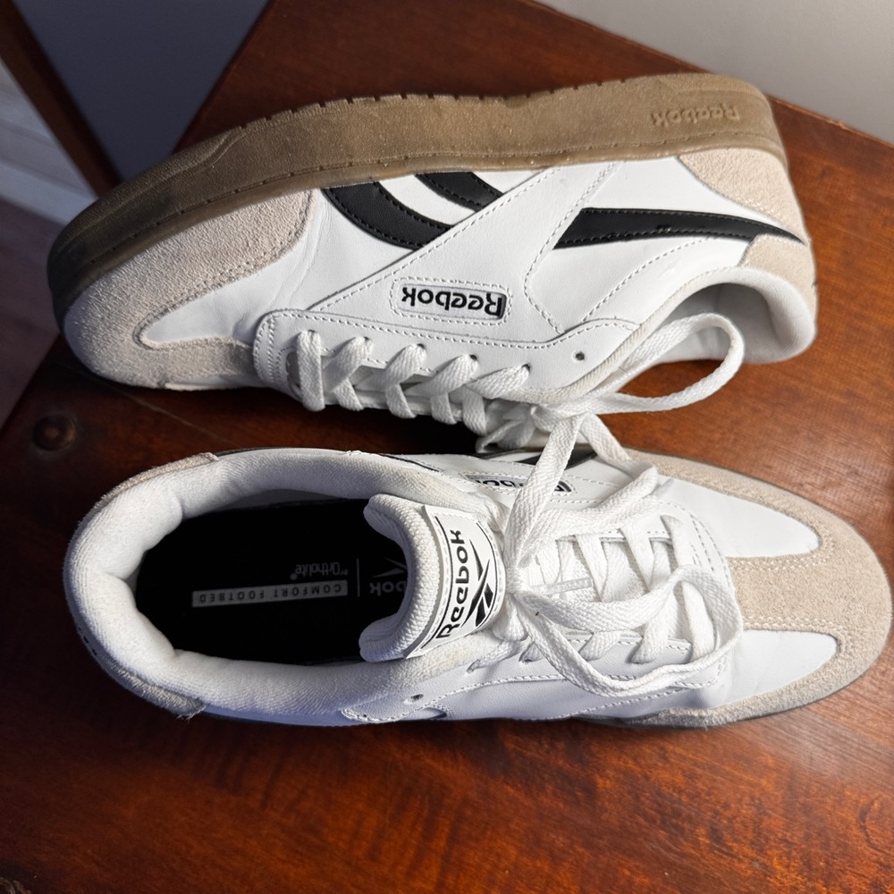 Reebok White Black Gum Sole Sneakers